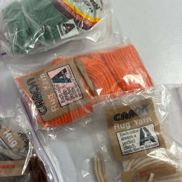 Mixed Rug Yarn Lot Precut Latch Hook Caron Red Heart Orange Green White Black - Picture 7 of 8